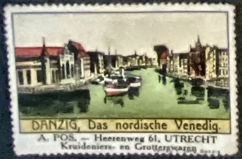 Reclamesluitzegel A. Pos, Kruidenierswinkel Utrecht – Danzig