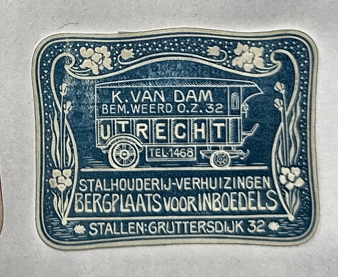 Sluitzegel K. Van Dam Stalhouderij en Verhuizingen Utrecht