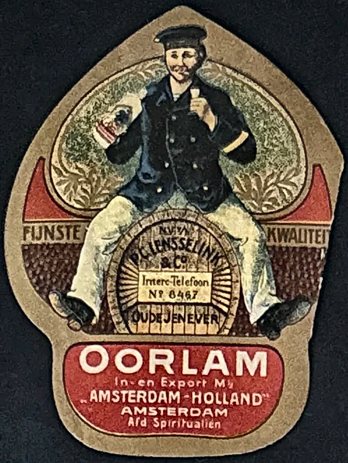 Reclamesluitzegel Oorlam Oude Jenever – D.C. Jensselink & Co., Amsterdam