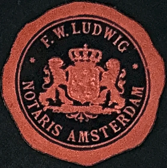 Lakzegel Notaris F.W. Ludwig Amsterdam