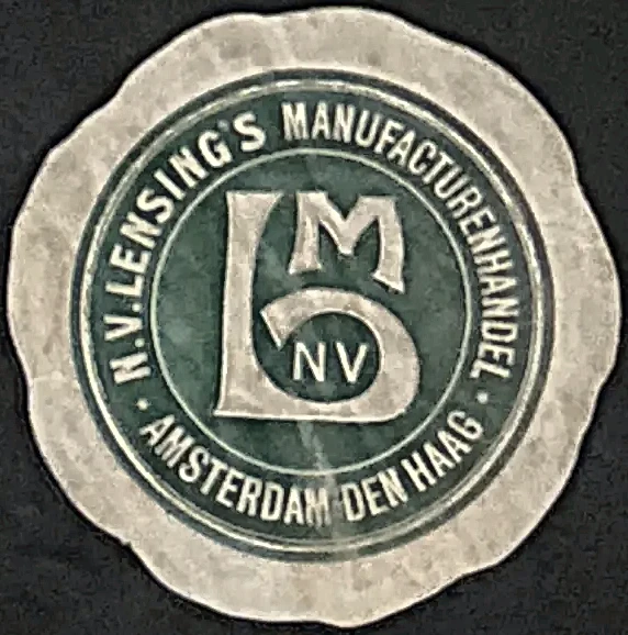 Sluitzegel N.V. Lensing's Manufacturenhandel Amsterdam – Den Haag