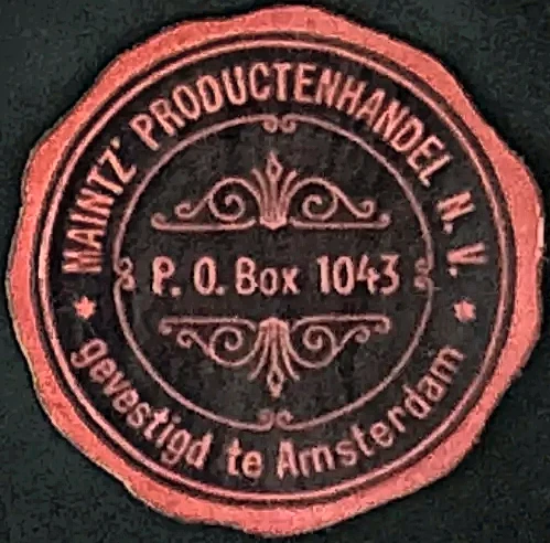 Sluitzegel Maintz' Productenhandel N.V. Amsterdam