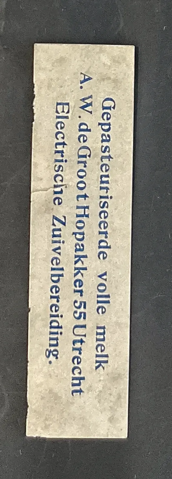 Sluitzegel A.W. de Groot – Gepasteuriseerde Volle Melk Utrecht