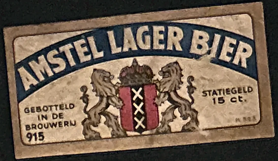 Amstel Lager Bier – historisch bieretiket met statiegeld