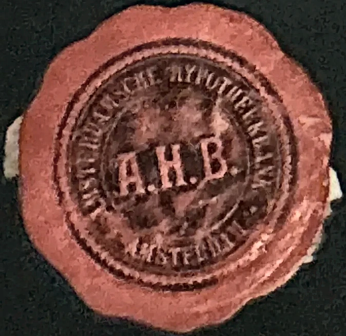 Sluitzegel Amsterdamsche Hypotheekbank (A.H.B.)