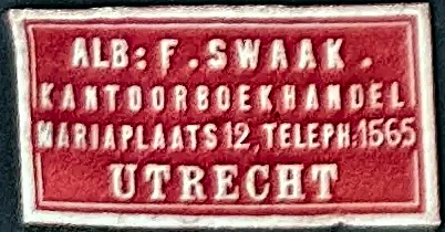 Sluitzegel Kantoorboekhandel Alb. F. Swaak, Utrecht