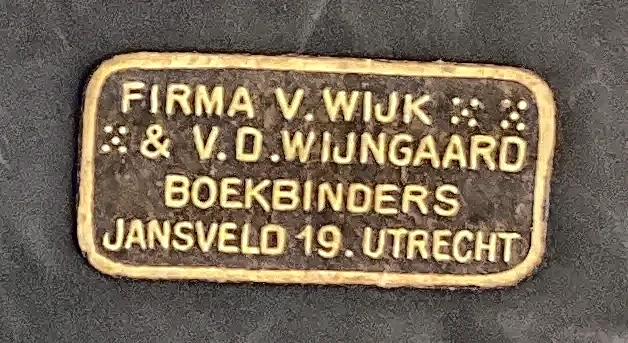 Sluitzegel Firma V. Wijk & V.D. Wijngaard Boekbinders Utrecht