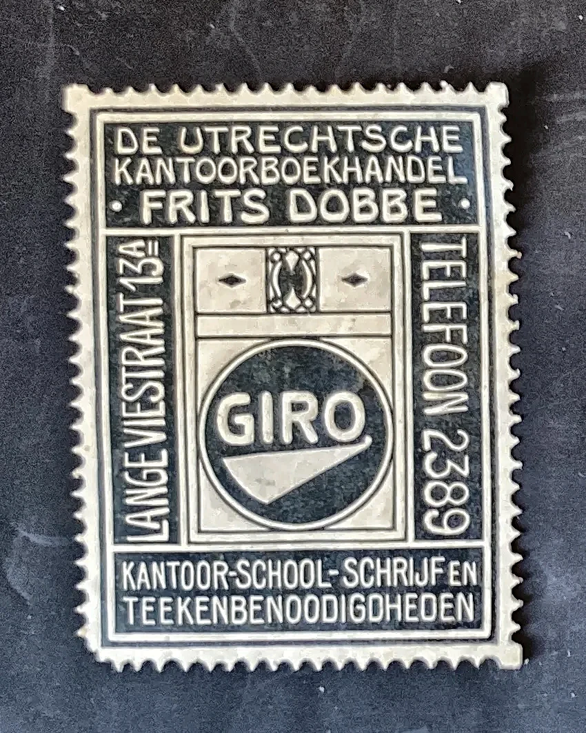 Reclamesluitzegel De Utrechtsche Kantoorboekhandel Frits Dobbe