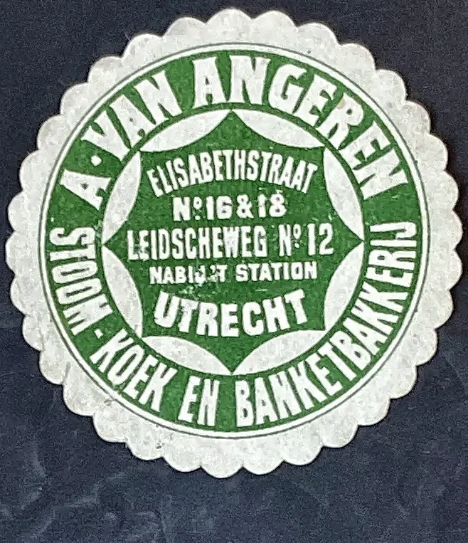 Sluitzegel A. van Angeren – Stoom- Koek en Banketbakkerij Utrecht