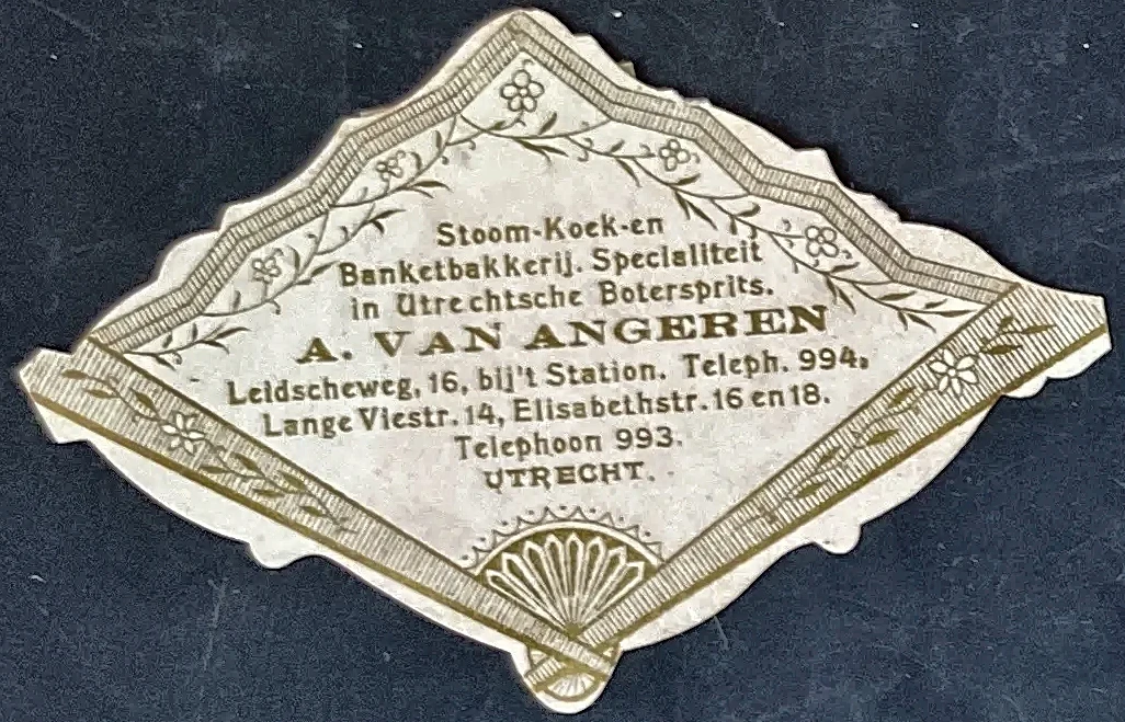 Reclamesluitzegel A. van Angeren – Stoom-Koek- en Banketbakkerij Utrecht