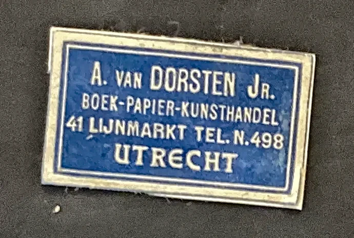 Sluitzegel A. van Dorsten Jr. – Boek- Papier- en Kunsthandel Utrecht