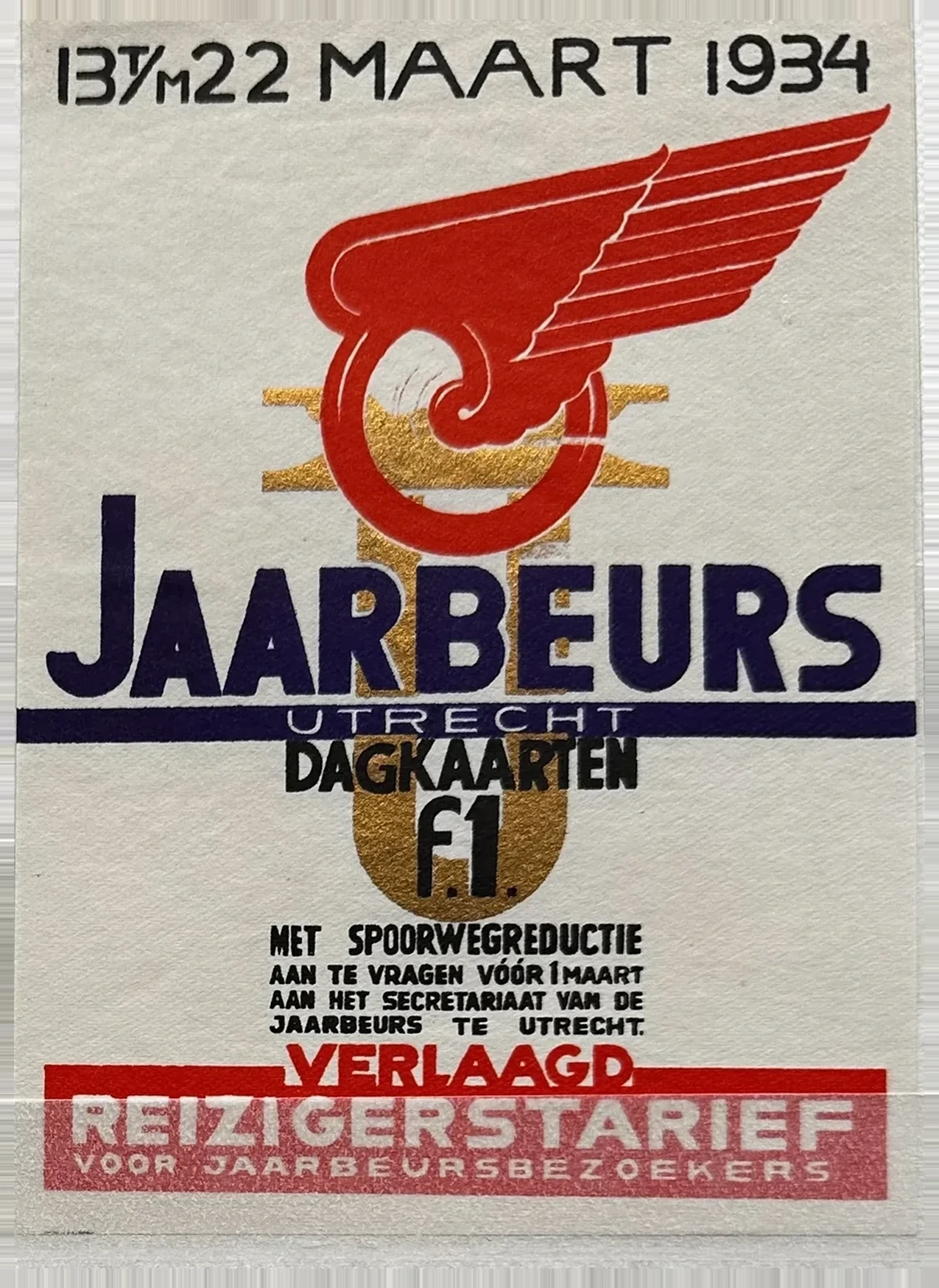 Utrecht Jaarbeurs 1934 – Verlaagd Reizigertarief