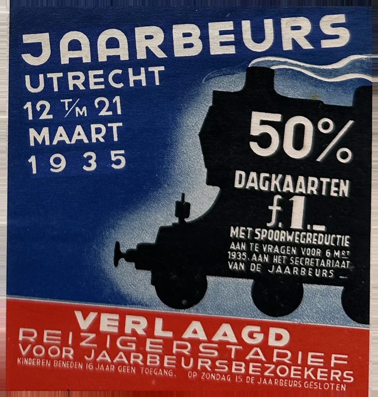 Jaarbeurs Utrecht 1935 – 50% spoorwegkorting