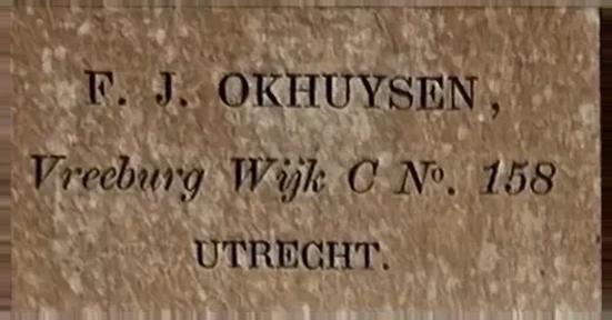 Adresetiket F. J. Okhuysen, Utrecht