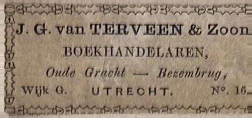 Sluitzegel J. G. van Terveen & Zoon, Boekhandelaren Utrecht