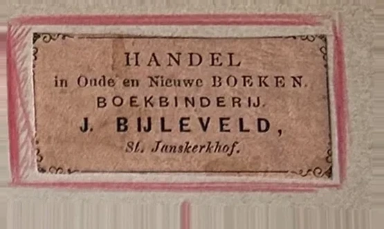 Sluitzegel J. Bijleveld – Boekhandel & Boekbinderij Utrecht