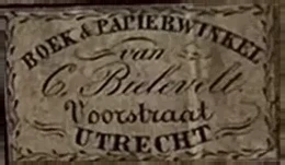Sluitzegel Boek & Papierwinkel C. Bieleveld, Utrecht
