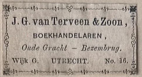 Sluitzegel J.G. van Terveen & Zoon, Boekhandelaren Utrecht