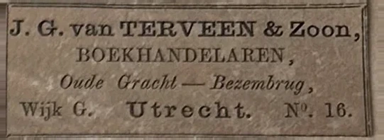 Sluitzegel J. G. van Terveen & Zoon, Boekhandelaren Utrecht