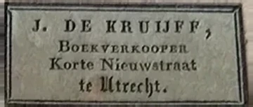 Sluitzegel J. de Kruijff, Boekverkooper, Utrecht