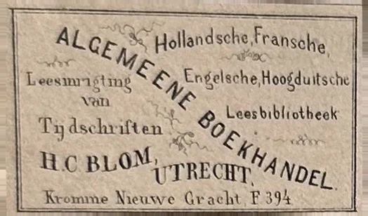 Sluitzegel Algemeene Boekhandel H.C. Blom, Utrecht
