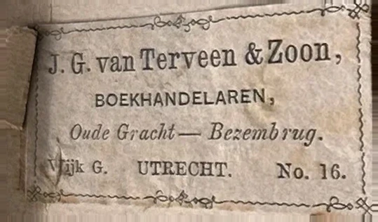 Sluitzegel J.G. van Terveen & Zoon, Boekhandelaren Utrecht