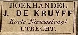 Sluitzegel Boekhandel J. De Kruyff – Utrecht