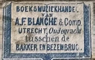 Sluitzegel Boek- & Muziekhandel A.F. Blanche & Comp., Utrecht