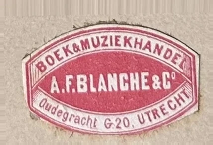 Sluitzegel A.F. Blanche & Co. Boek- en Muziekhandel Utrecht
