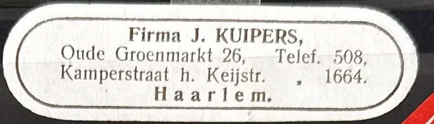 Sluitzegel Firma J. Kuipers, Haarlem