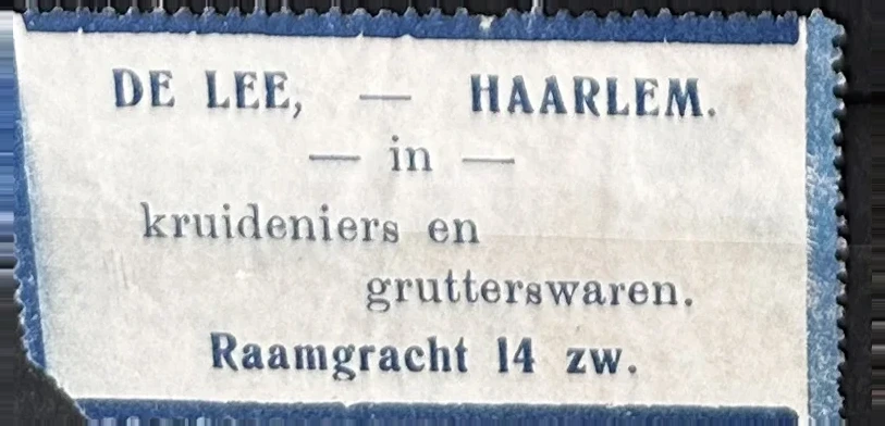 Sluitzegel De Lee – Kruideniers en Grutterswaren, Haarlem