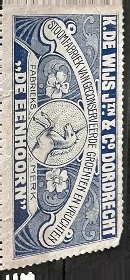Sluitzegel K. de Wijs Jzn. & Co. – De Eenhoorn, Dordrecht