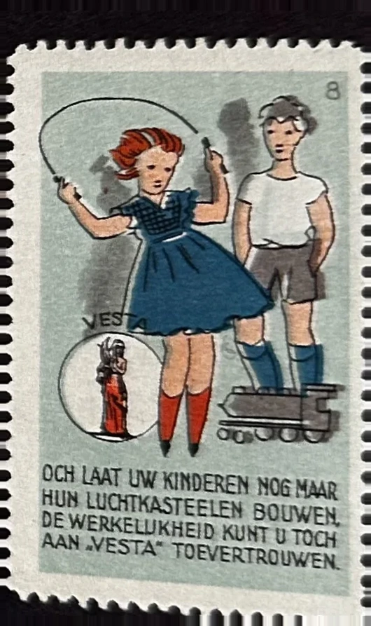 Vesta reclamesluitzegel – 'Laat uw kinderen luchtkasteelen bouwen'