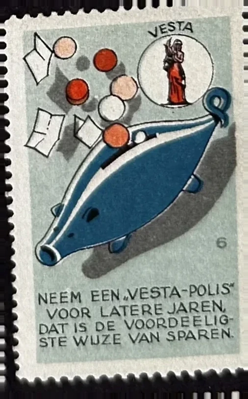 Vesta-Polis spaarverzekering reclame sluitzegel