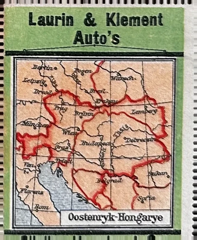 Laurin & Klement Auto's – Kaart Oostenrijk-Hongarije