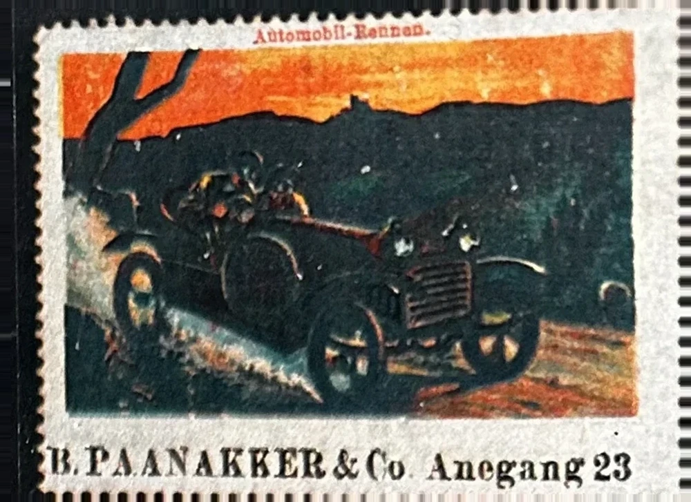 B. Paanakker & Co – Automobil-Rennen reclamesluitzegel