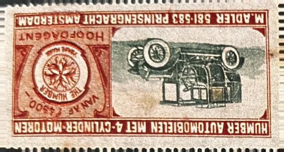 Humber Automobielen – Hoofdagent M. Adler, Amsterdam