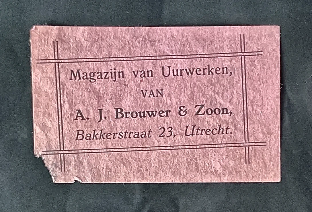 Sluitzegel Magazijn van Uurwerken A.J. Brouwer & Zoon, Utrecht