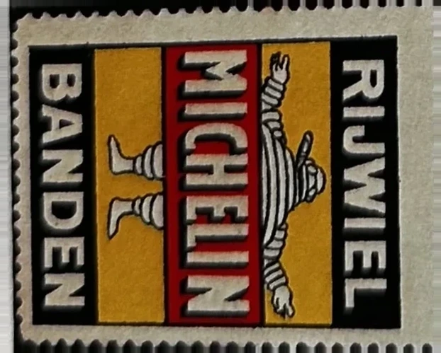 Michelin Rijwiel Banden – reclamezegel met Bibendum