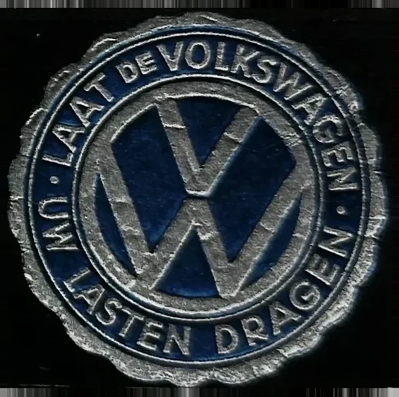 Volkswagen reclame sluitzegel – 'Laat de Volkswagen uw lasten dragen'
