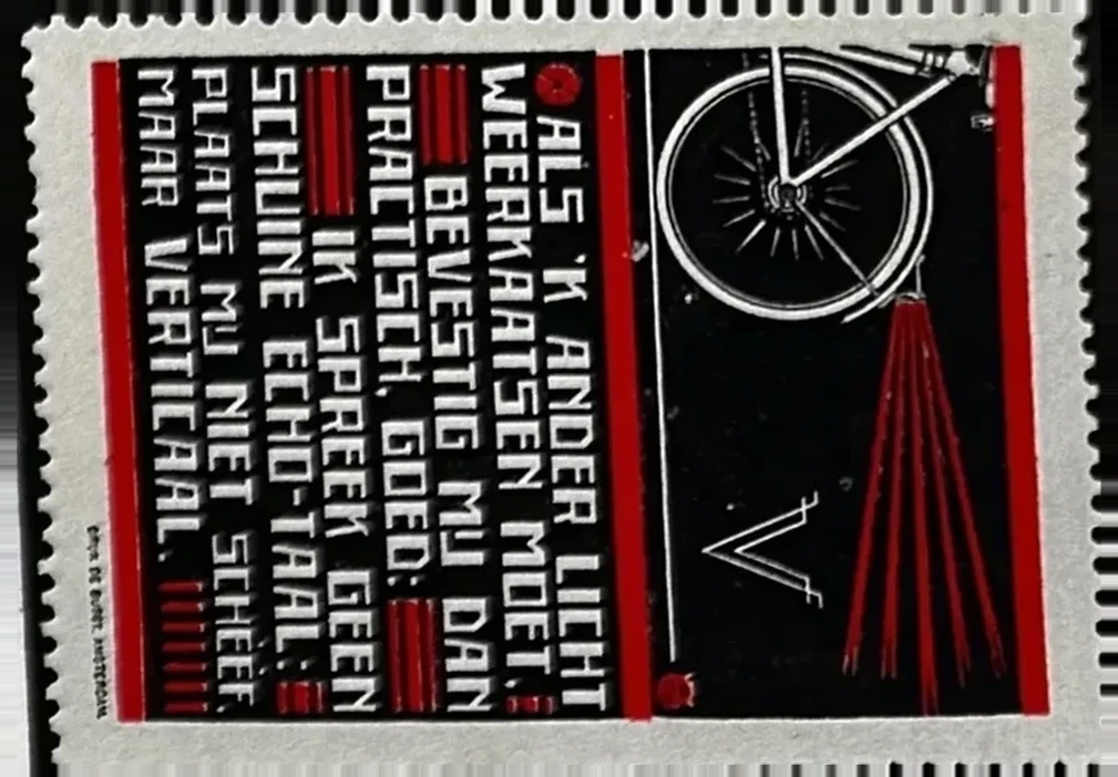 Fietslamp/reflector reclame – 'Plaats mij verticaal'