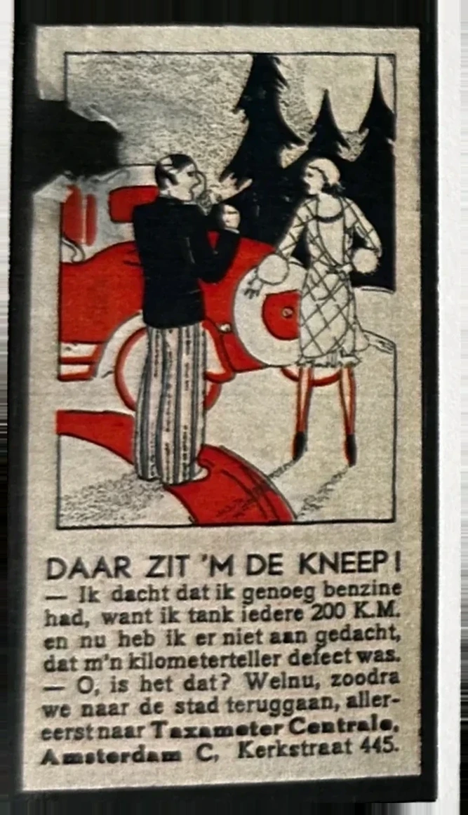 Reclamesluitzegel Taxameter Centrale Amsterdam – 'Daar zit 'm de kneep!'