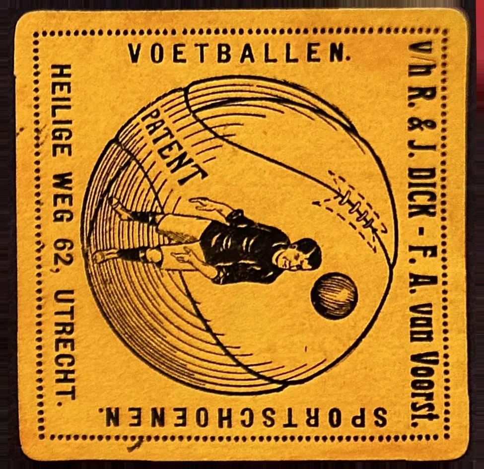 Reclame sluitzegel voetballen en sportschoenen F.A. van Voorst, Utrecht
