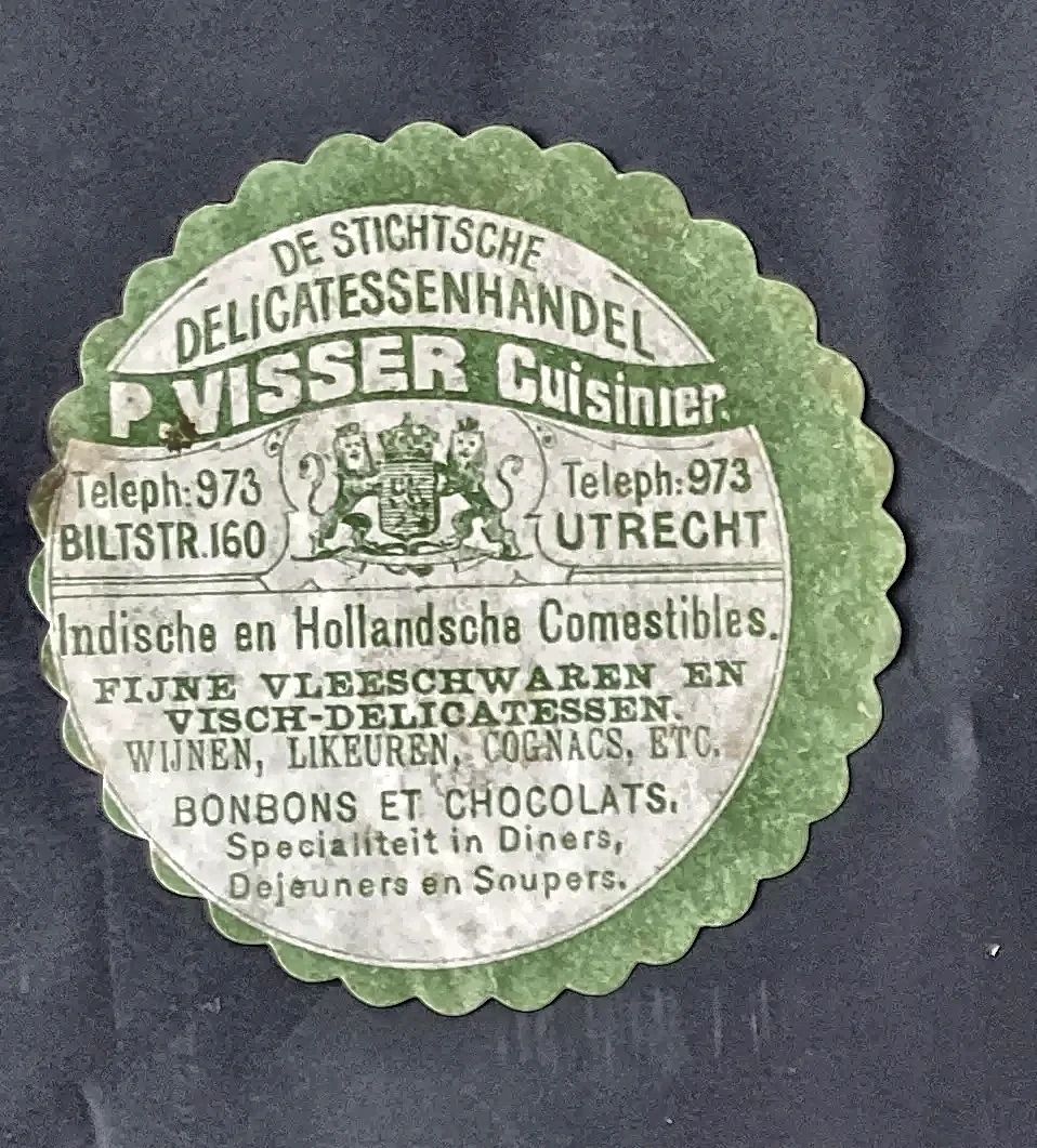 Sluitzegel De Stichtsche Delicatessenhandel P. Visser, Utrecht