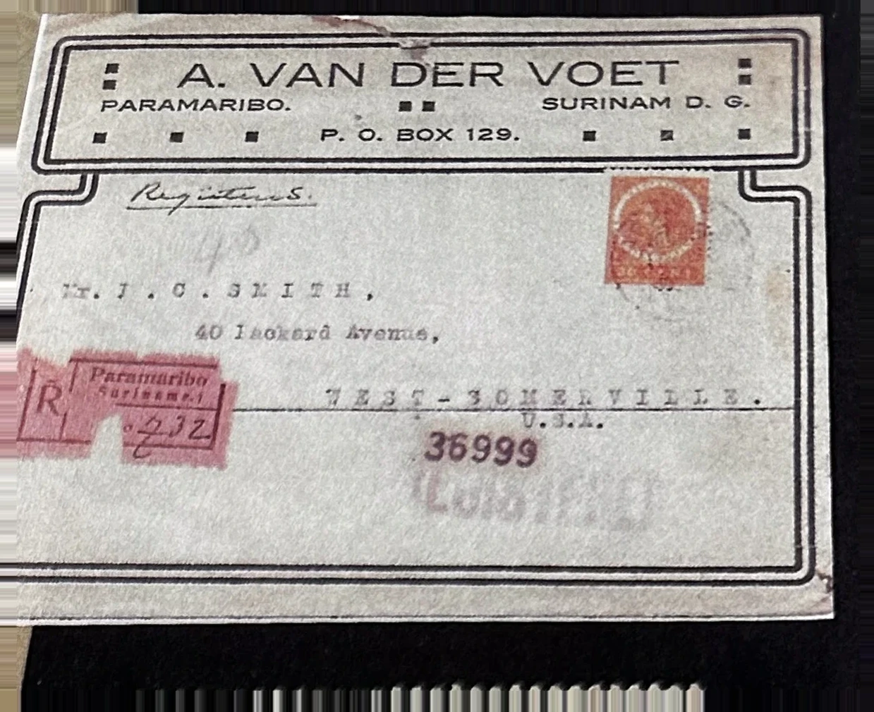 Sluitzegel A. Van der Voet, Paramaribo, Suriname