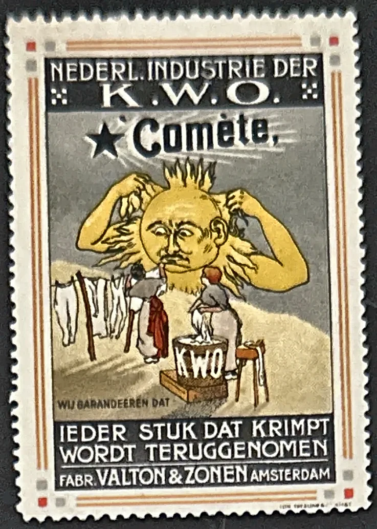 Reclamezegel K.W.O. Comète wasmiddel – Valton & Zonen Amsterdam