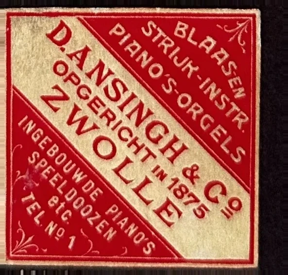 Sluitzegel D. Ansingh & Co – Muziekinstrumentenhandel Zwolle
