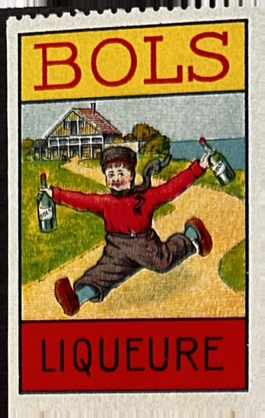 Bols Liqueures reclame sluitzegel met gevallen man