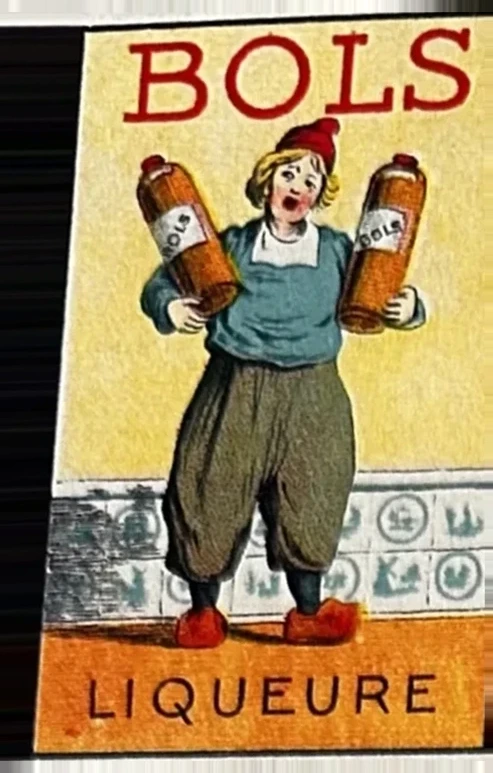 Bols Liqueure – humoristische reclamesluitzegel met ondersteboven man