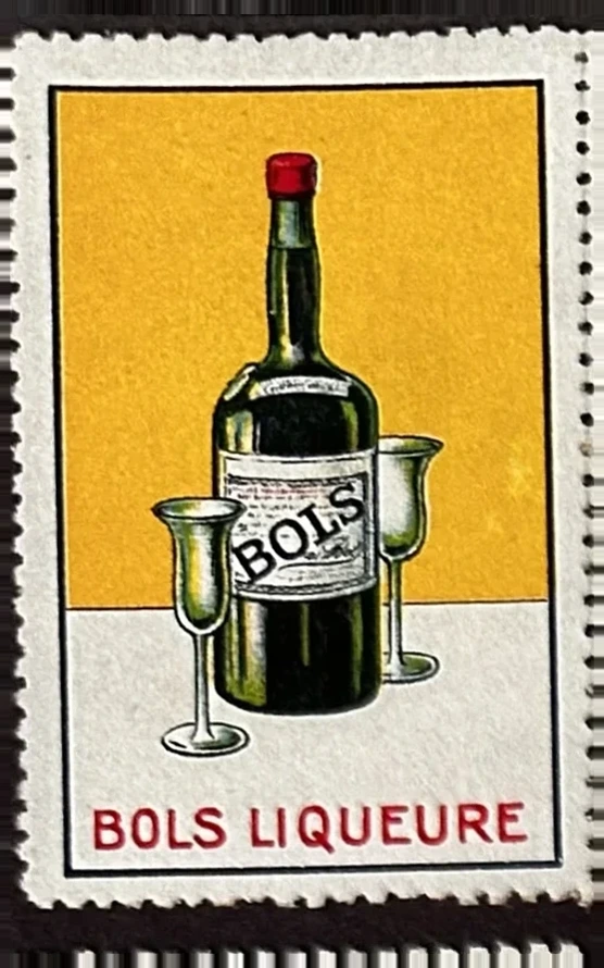 Bols Liqueure reclamesluitzegel met fles en bellen